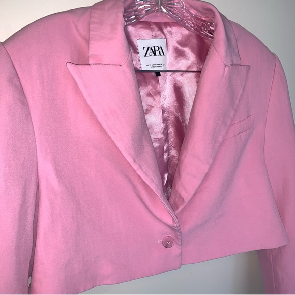 Zara Crop Blazer Light Pink Barbie Bloggers Favourite M - Picture 5 of 16